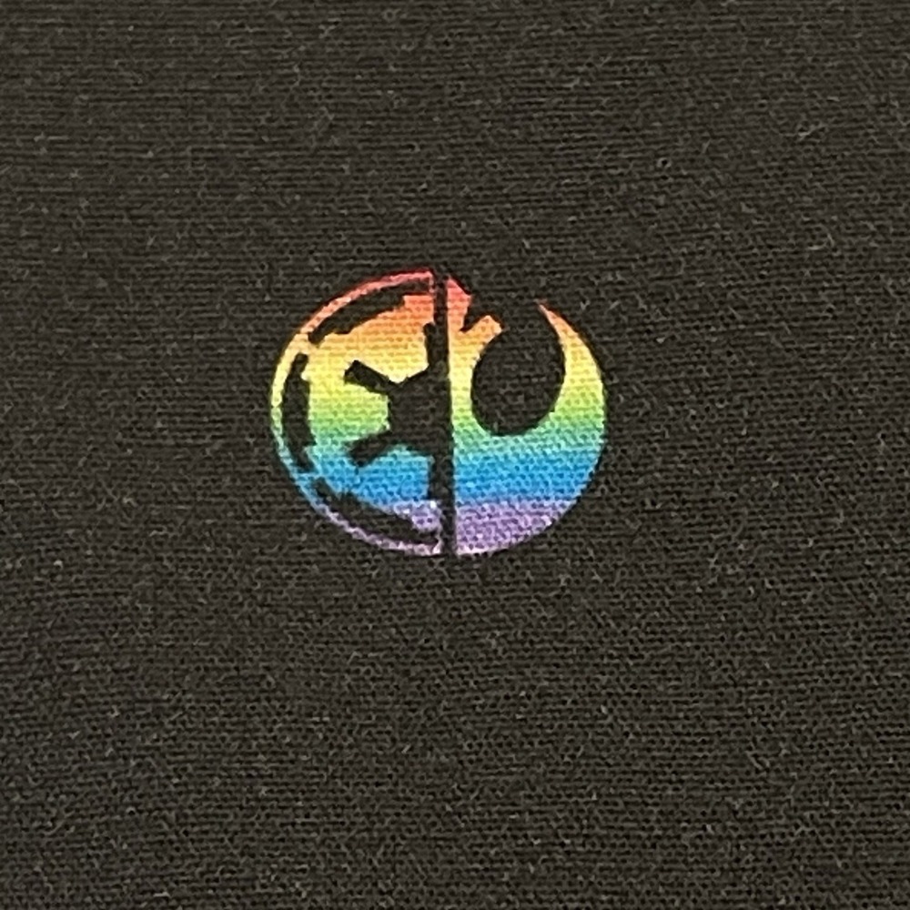 Disney Shirt Mens Black Star‎ Wars Pride Rainbow Button Up Medium Short Sleeve